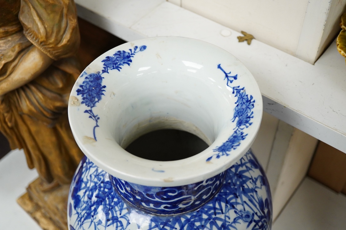 A large early 20th century Japanese blue and white vase, 54.5cm
